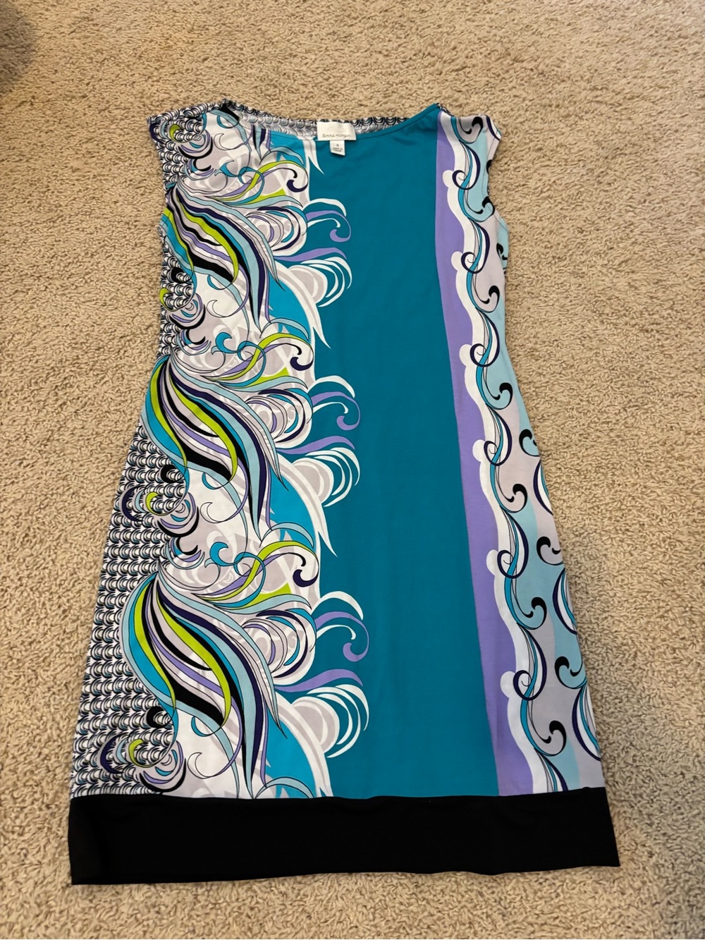 Donna Morgan Teal & Purple Patterned Sleeveless Shift Dress